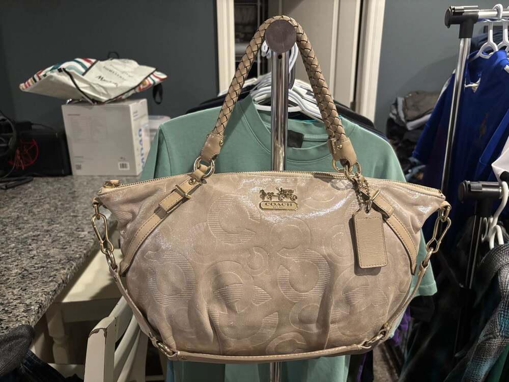 Coach Madison Sophia Satchel Metallic Embossed Logo Handbag